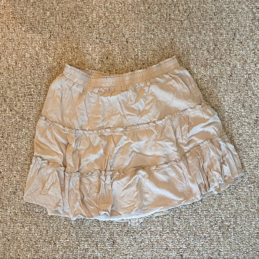 cream ruffle tiered skirt